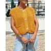 imageFlygo Womens Sleeveless Sweater Vest 2025 Fall Sweaters Loose Crop Knit Top Chunky Crochet Button Cardigan SweatersFallen Leaf Yellow