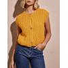imageFlygo Womens Sleeveless Sweater Vest 2025 Fall Sweaters Loose Crop Knit Top Chunky Crochet Button Cardigan SweatersFallen Leaf Yellow