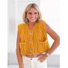 imageFlygo Womens Sleeveless Sweater Vest 2025 Fall Sweaters Loose Crop Knit Top Chunky Crochet Button Cardigan SweatersFallen Leaf Yellow
