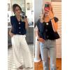 imageFlygo Womens Sleeveless Sweater Vest 2025 Fall Sweaters Loose Crop Knit Top Chunky Crochet Button Cardigan SweatersNavy
