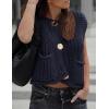 imageFlygo Womens Sleeveless Sweater Vest 2025 Fall Sweaters Loose Crop Knit Top Chunky Crochet Button Cardigan SweatersNavy