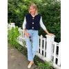 imageFlygo Womens Sleeveless Sweater Vest 2025 Fall Sweaters Loose Crop Knit Top Chunky Crochet Button Cardigan SweatersNavy