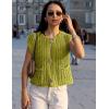 imageFlygo Womens Sleeveless Sweater Vest 2025 Fall Sweaters Loose Crop Knit Top Chunky Crochet Button Cardigan SweatersOlive