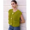 imageFlygo Womens Sleeveless Sweater Vest 2025 Fall Sweaters Loose Crop Knit Top Chunky Crochet Button Cardigan SweatersOlive