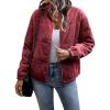 imageFlygo Corduroy Puffer Jacket Women Quilted Jackets Lightweight Baggy Zip Spring Fall Jackets Coats 2024Burgundy