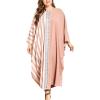 imageFlygo Muslim Abaya for Women Maxi Long Dresses Dubai Pendant Bat Sleeves Turkey African Caftan Kaftan Daily Casual One Size Striped Pink
