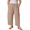 imageFlygo Plus Size Pants for Women Summer Casual Wide Leg Palazzo Pants Baggy Trousers with PocketsKhaki