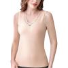 imageFlygo Thermal Underwear Tops for Women Fleece Lined Lace Thermal Shirts VNeckSleeveless Nude