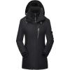 imageFlygo Womens 3 in 1 Fleece Lined Rain Jacket Windproof Waterproof ParkasBlack