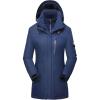 imageFlygo Womens 3 in 1 Fleece Lined Rain Jacket Windproof Waterproof ParkasNavy