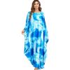imageFlygo Womens Batwing Tie Dye Printed Long Sleeve Oversized Maxi Dress Sleep LoungewearTie Dye BlueOne Size