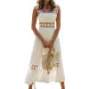 imageFlygo Womens Boho Lace Maxi Dress Backless Square Neck Swing Party Beach DressesWhite