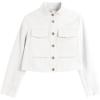 imageFlygo Womens Cropped Wool Blend Pea Coat Funnel Neckline Casual Button Down Peacoat Jacket with PocketBeige