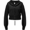 imageFlygo Womens Cropped Zip Up Hoodie Long Sleeve Drop Shoulder Sweatshirts Casual Ribbed Hem Workout Top Jacket with PocketsBlack