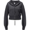 imageFlygo Womens Cropped Zip Up Hoodie Long Sleeve Drop Shoulder Sweatshirts Casual Ribbed Hem Workout Top Jacket with PocketsDark Grey
