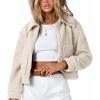 imageFlygo Womens Cropped Zip Up Lapel Shaggy Teddy Fleece Jacket Faux Fur CoatBeige