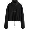 imageFlygo Womens Half Zip Shaggy Faux Shearling Fleece Sweatshirt Crop Pullover TopsBlack
