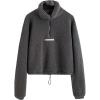 imageFlygo Womens Half Zip Shaggy Faux Shearling Fleece Sweatshirt Crop Pullover TopsGrey