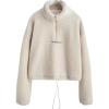 imageFlygo Womens Half Zip Shaggy Faux Shearling Fleece Sweatshirt Crop Pullover TopsWhite