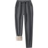 imageFlygo Womens Winter Warm Athletic Track Fleece Joggers Pants Sherpa Lined SweatpantsGrey