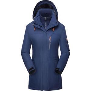 imageFlygo Womens 3 in 1 Fleece Lined Rain Jacket Windproof Waterproof ParkasNavy