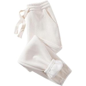imageFlygo Womens Fleece Lined Sweatpants Corduroy Cinch Bottom Joggers Winter PantsBeige