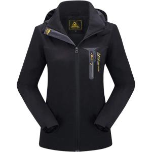 imageFlygo Womens Outdoor 3 In 1 Windproof Waterproof JacketBlack
