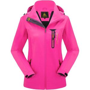 imageFlygo Womens Outdoor 3 In 1 Windproof Waterproof JacketFuchsia