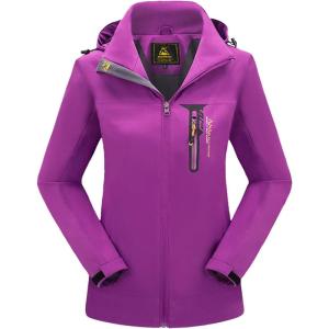 imageFlygo Womens Outdoor 3 In 1 Windproof Waterproof JacketGrape