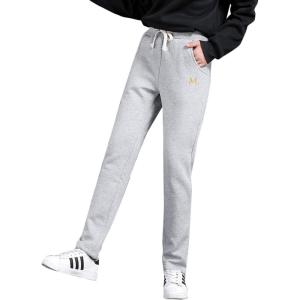 imageFlygo Womens Winter Thicken Fleece Sherpa Lined Athletic Jogger Drawstring Sweatpants for Workout Running TrainingLight Grey