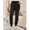 imageFlygo Women Fleece Sherpa Lined Sweatpants Winter Warm Thermal High Elastic Waisted Drawstring Athletic Joggers with PocketsBlack