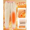 imageFlygo Women Fleece Sherpa Lined Sweatpants Winter Warm Thermal High Elastic Waisted Drawstring Athletic Joggers with PocketsBlack