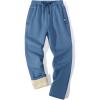 imageFlygo Mens Fleece Pants Winter Warm Joggers Pants Active Sherpa Lined SweatpantsBlue Grey Straight