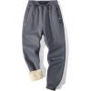 imageFlygo Mens Fleece Pants Winter Warm Joggers Pants Active Sherpa Lined SweatpantsSmoky Gray