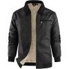 imageFlygo Mens Sherpa Lined Detroit Jacket Winter Warm Fleece Coat Waxed Washed Canvas Rugged Waterproof JacketsBlack