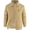 imageFlygo Mens Sherpa Lined Detroit Jacket Winter Warm Fleece Coat Waxed Washed Canvas Rugged Waterproof JacketsKhaki