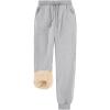 imageFlygo Women Fleece Sherpa Lined Sweatpants Winter Warm Thermal High Elastic Waisted Drawstring Athletic Joggers with PocketsLightgrey