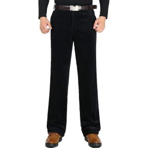 imageFlygo Mens Classic Fit Warm Fleece Lined Straight Leg Corduroy Pant NonIronBlack