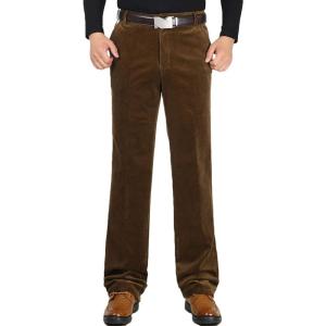 imageFlygo Mens Classic Fit Warm Fleece Lined Straight Leg Corduroy Pant NonIronKhaki