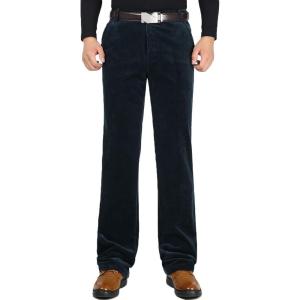 imageFlygo Mens Classic Fit Warm Fleece Lined Straight Leg Corduroy Pant NonIronRoyal Blue