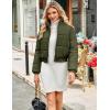 imageFlygo Cropped Puffer Jacket Women 2025 Winter Warm Zip Up Padded Short Quilted Jackets Down CoatArmy Green