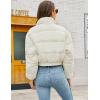 imageFlygo Cropped Puffer Jacket Women 2025 Winter Warm Zip Up Padded Short Quilted Jackets Down CoatBeige