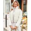 imageFlygo Cropped Puffer Jacket Women 2025 Winter Warm Zip Up Padded Short Quilted Jackets Down CoatBeige