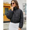 imageFlygo Cropped Puffer Jacket Women 2025 Winter Warm Zip Up Padded Short Quilted Jackets Down CoatBlack