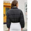 imageFlygo Cropped Puffer Jacket Women 2025 Winter Warm Zip Up Padded Short Quilted Jackets Down CoatBlack