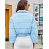 imageFlygo Cropped Puffer Jacket Women 2025 Winter Warm Zip Up Padded Short Quilted Jackets Down CoatBlue