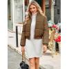 imageFlygo Cropped Puffer Jacket Women 2025 Winter Warm Zip Up Padded Short Quilted Jackets Down CoatDark Khaki
