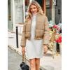 imageFlygo Cropped Puffer Jacket Women 2025 Winter Warm Zip Up Padded Short Quilted Jackets Down CoatKhaki