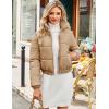 imageFlygo Cropped Puffer Jacket Women 2025 Winter Warm Zip Up Padded Short Quilted Jackets Down CoatKhaki
