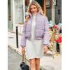 imageFlygo Cropped Puffer Jacket Women 2025 Winter Warm Zip Up Padded Short Quilted Jackets Down CoatLilac Purple